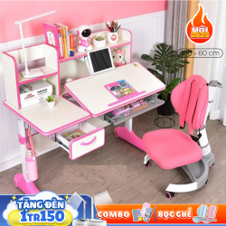 Bộ Bàn Học Thông Minh Chống Gù Chống Cận A12 Royal Pink